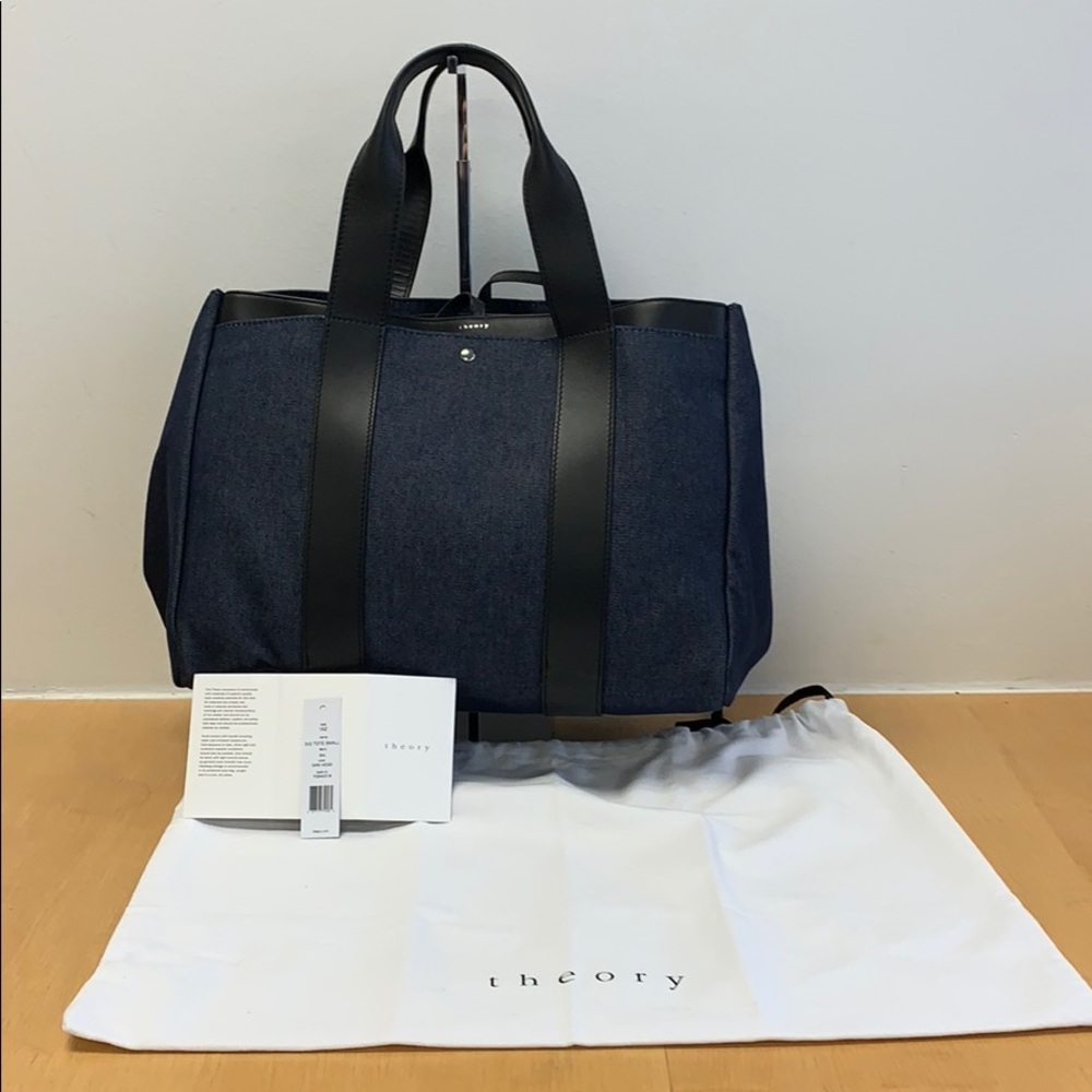 NWT Theory Tote, denim and leather